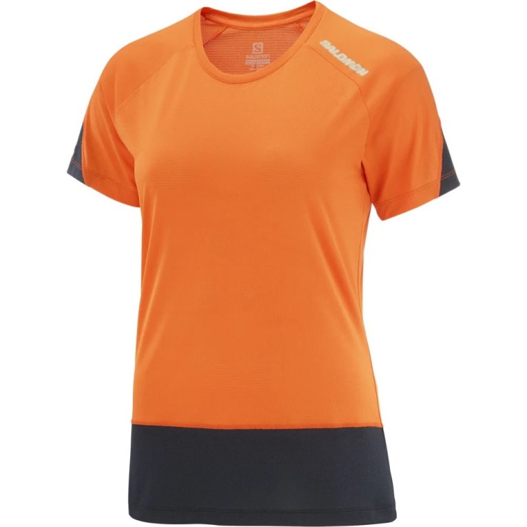 Orange Salomon Cross Run Short Sleeve Women's T-Shirts | PH 15928W